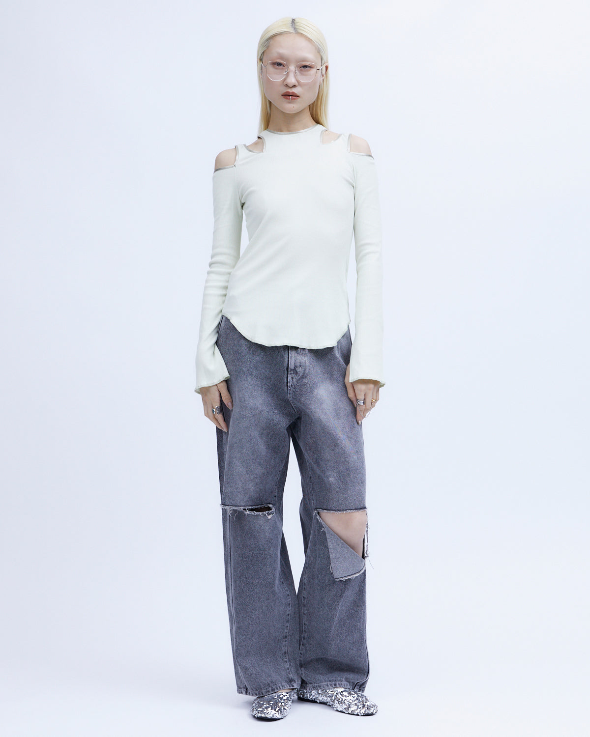 KNEE CUTTING DENIM PANTS | BOTTOMS | STORE | THINGS THAT MATTER