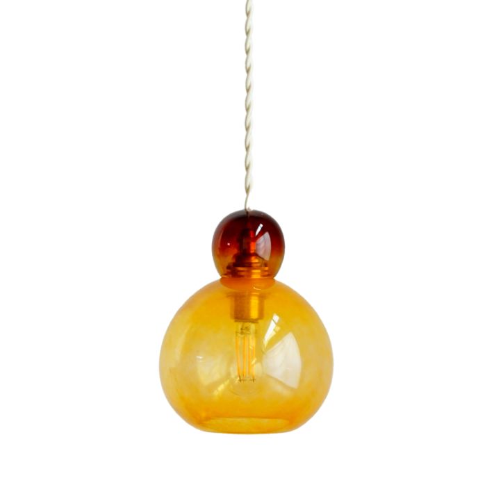 吹きガラスのペンダントライト 13cm Yellow（コード50cm）｜yoiyoin