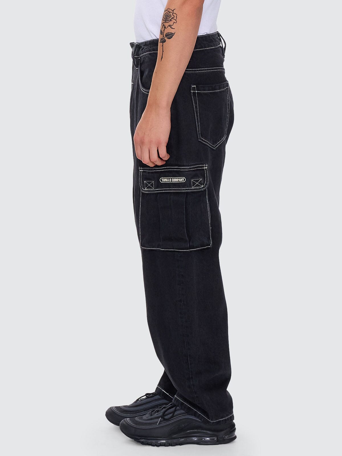 Big Slacker Denim Cargo Jean in Black | Thrills Co.