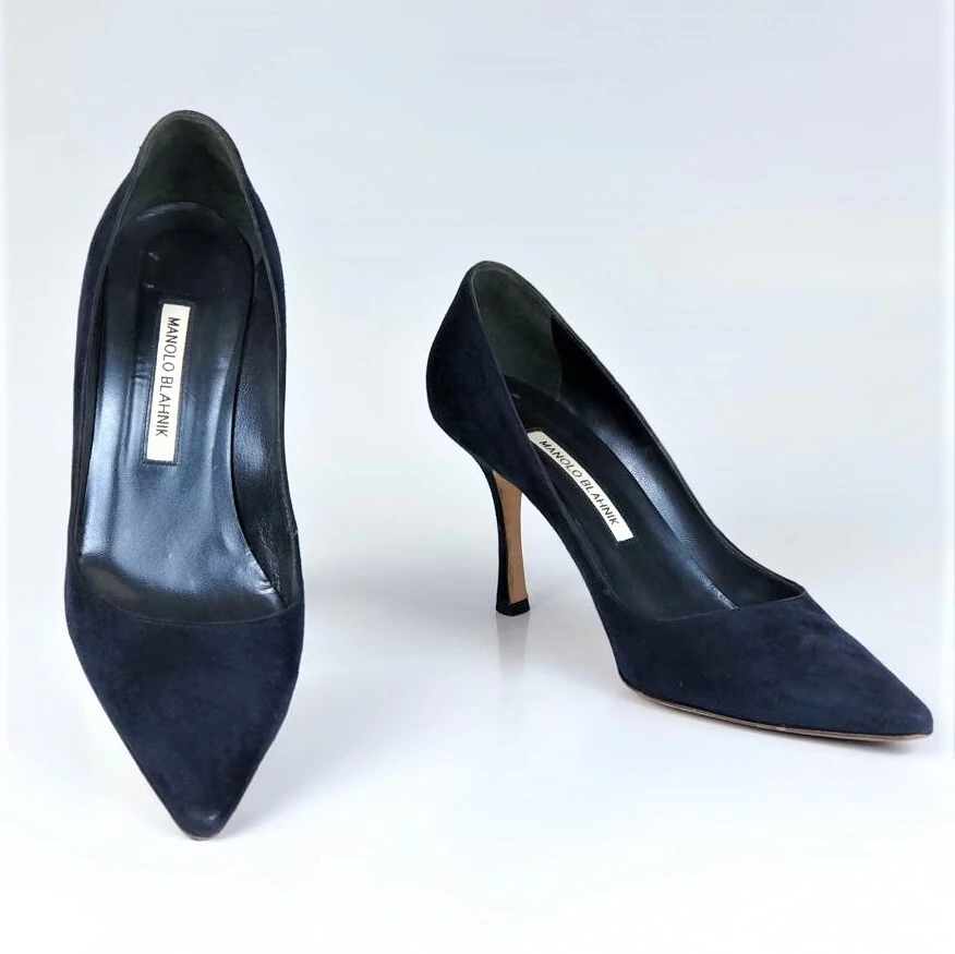 Sapato Manolo Blahnik Camurça Azul Marinho - BFF Shop