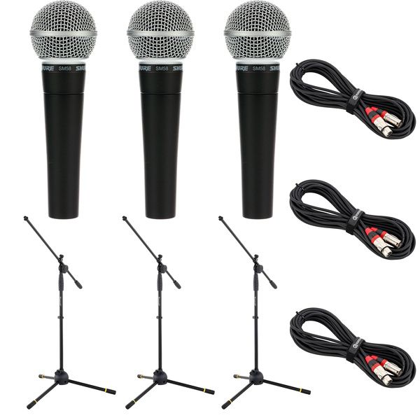 Shure SM 58 Triple stand+cable Set – United States