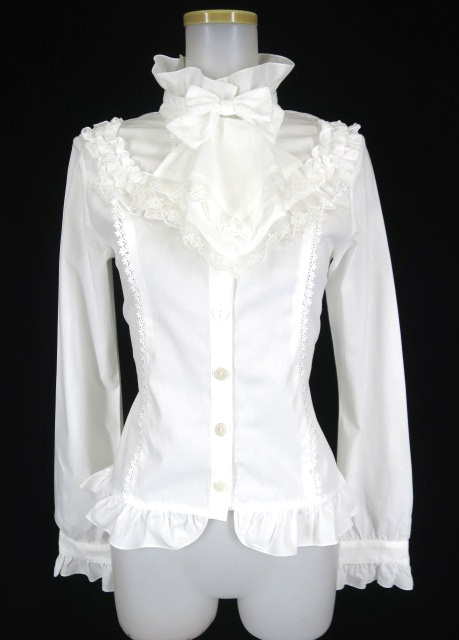 ATELIER PIERROT ジャボタイ付きスタンドカラーブラウス アトリエ