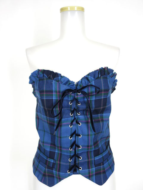 Alice auaa ストラップレス チェック柄ワンピース