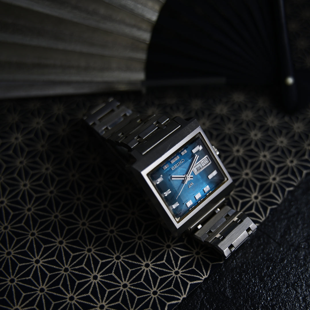 セイコー LM ロードマチック 角型5面カットガラス ブルー