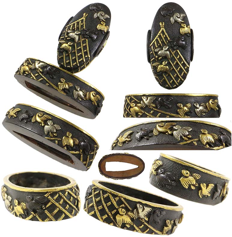 目貫 青大将 蛇 武具 刀剣 縁頭 鐔 アンティーク 目貫 青大将 蛇 武具