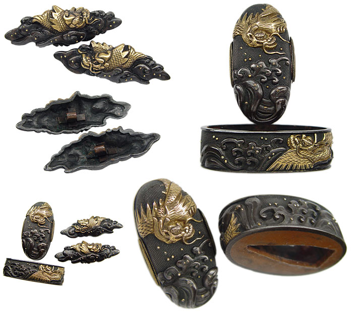 刀装具 美品海図貝づくし【縁、栗形、頭？鐺】 刀装具 美品海図貝