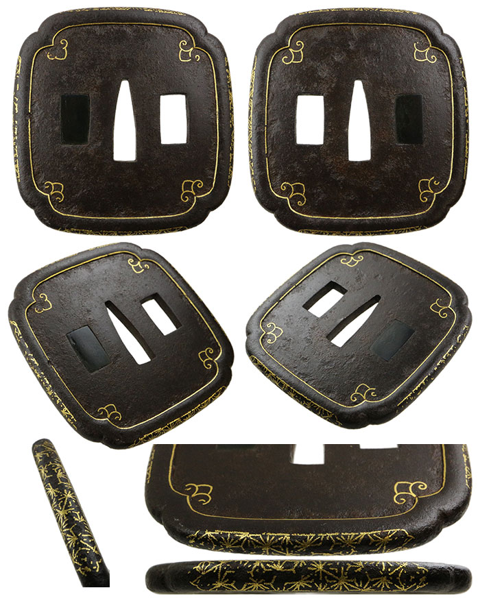 日本刀の鐔・鍔｜鉄地隅入角形金線象嵌｜日本刀専門店・東京【十拳】