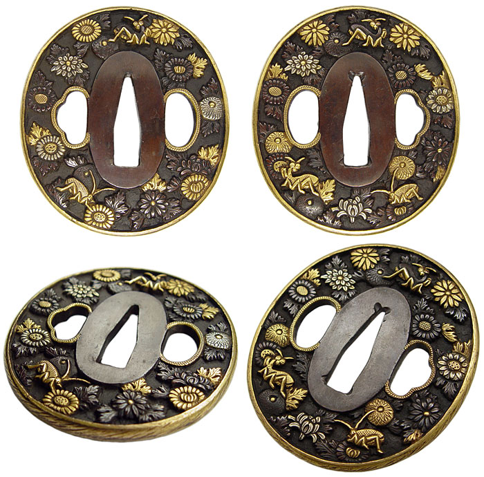 日本刀の鐔・秋虫菊（美濃金工）｜日本刀剣 販売専門店・東京【十拳】