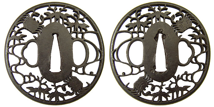 日本刀の鐔・笹蟹京透かし｜日本刀・刀剣 販売専門店・東京【十拳】