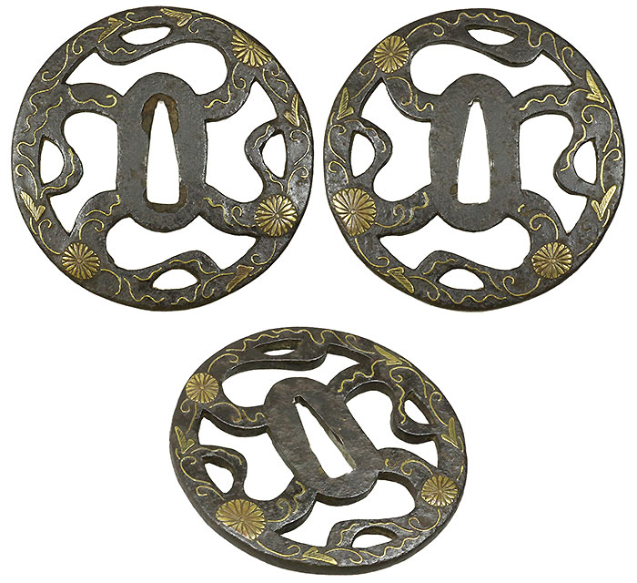 日本刀の鍔・菊唐草平安城象嵌鐔｜日本刀・刀剣販売店・東京【十拳】