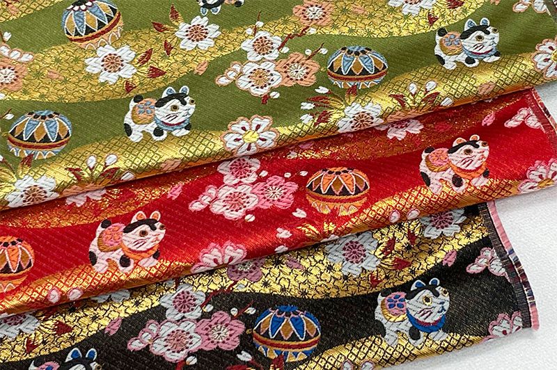 きんらん生地販売 張子犬柄の和柄生地なら都香庵