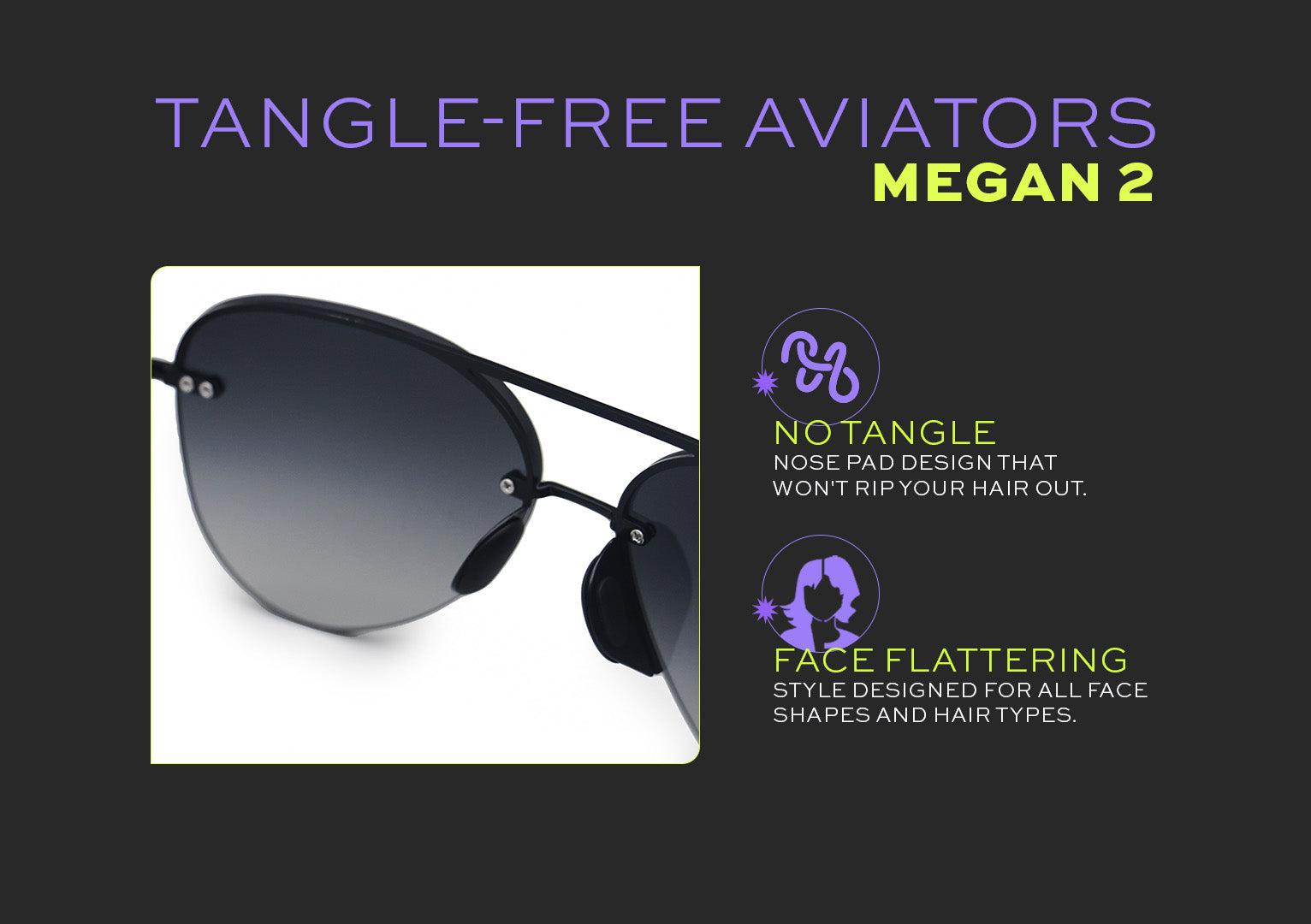 Megan 2 Black Tangle Free Aviators Sunglasses – TopFoxx