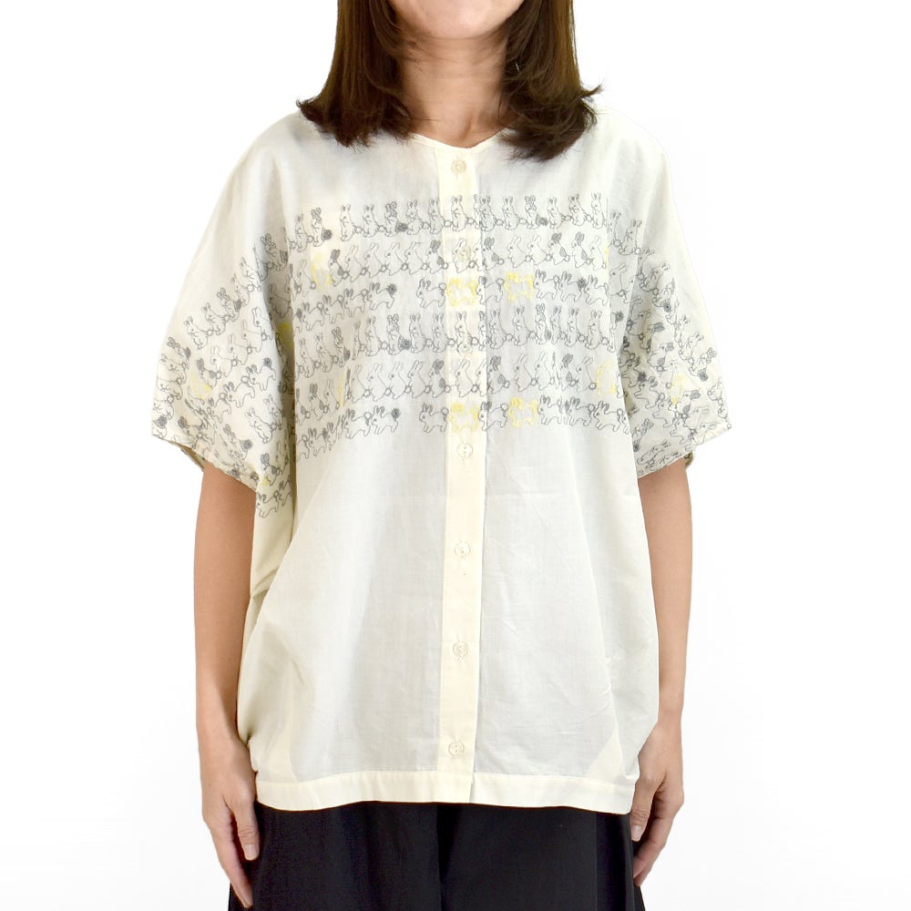 マーブルシュッド (marble SUD) うさぎLOTS 2WAYブラウス うさぎ刺繍