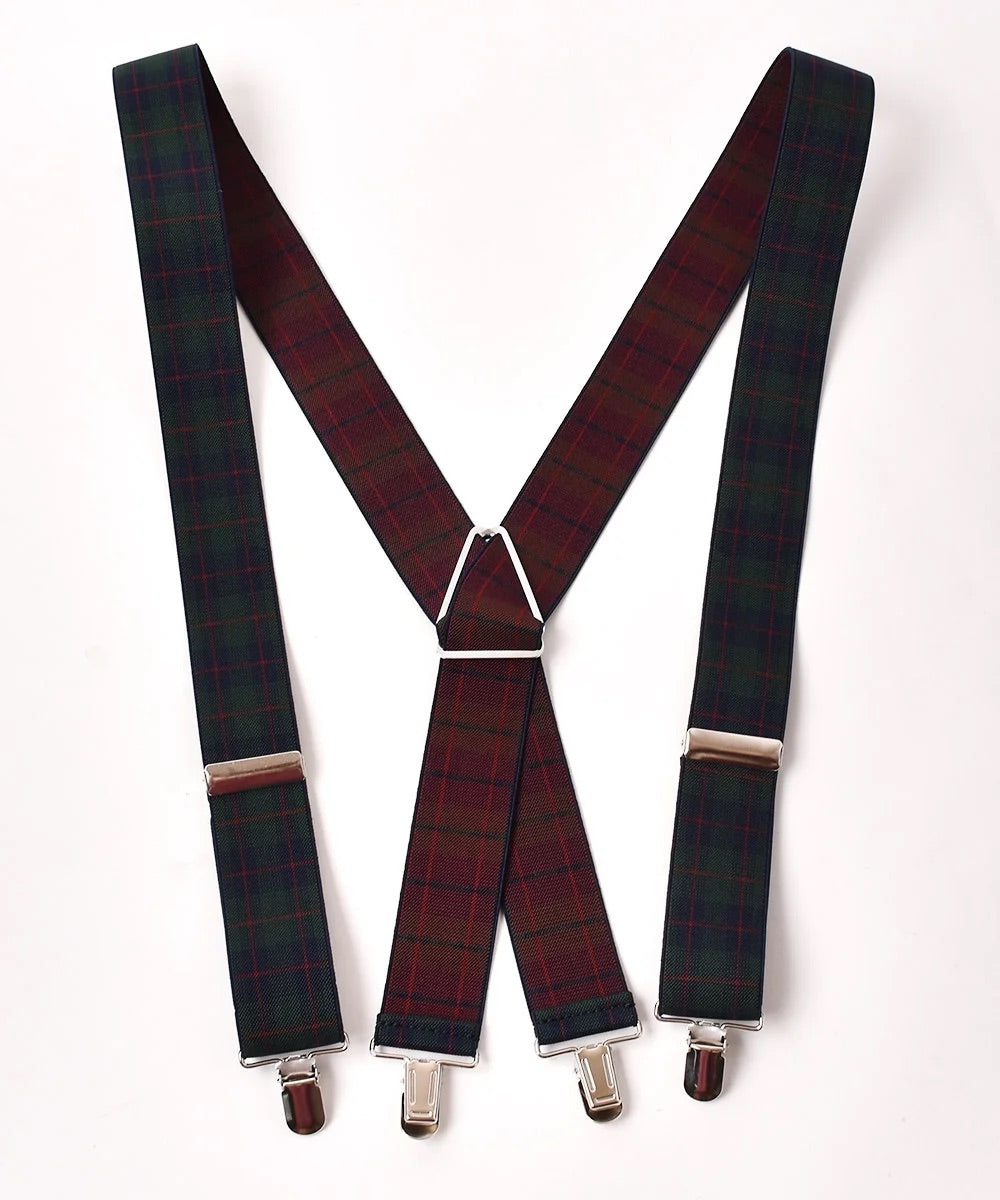 4色展開】タータンチェック柄 ワイドサスペンダー – 古着屋Top of the