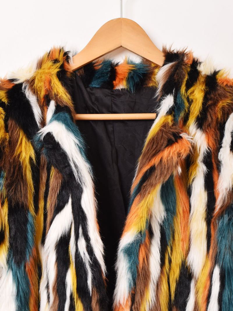 マルチカラー フェイクファーコート – 古着屋Top of the Hillのネット