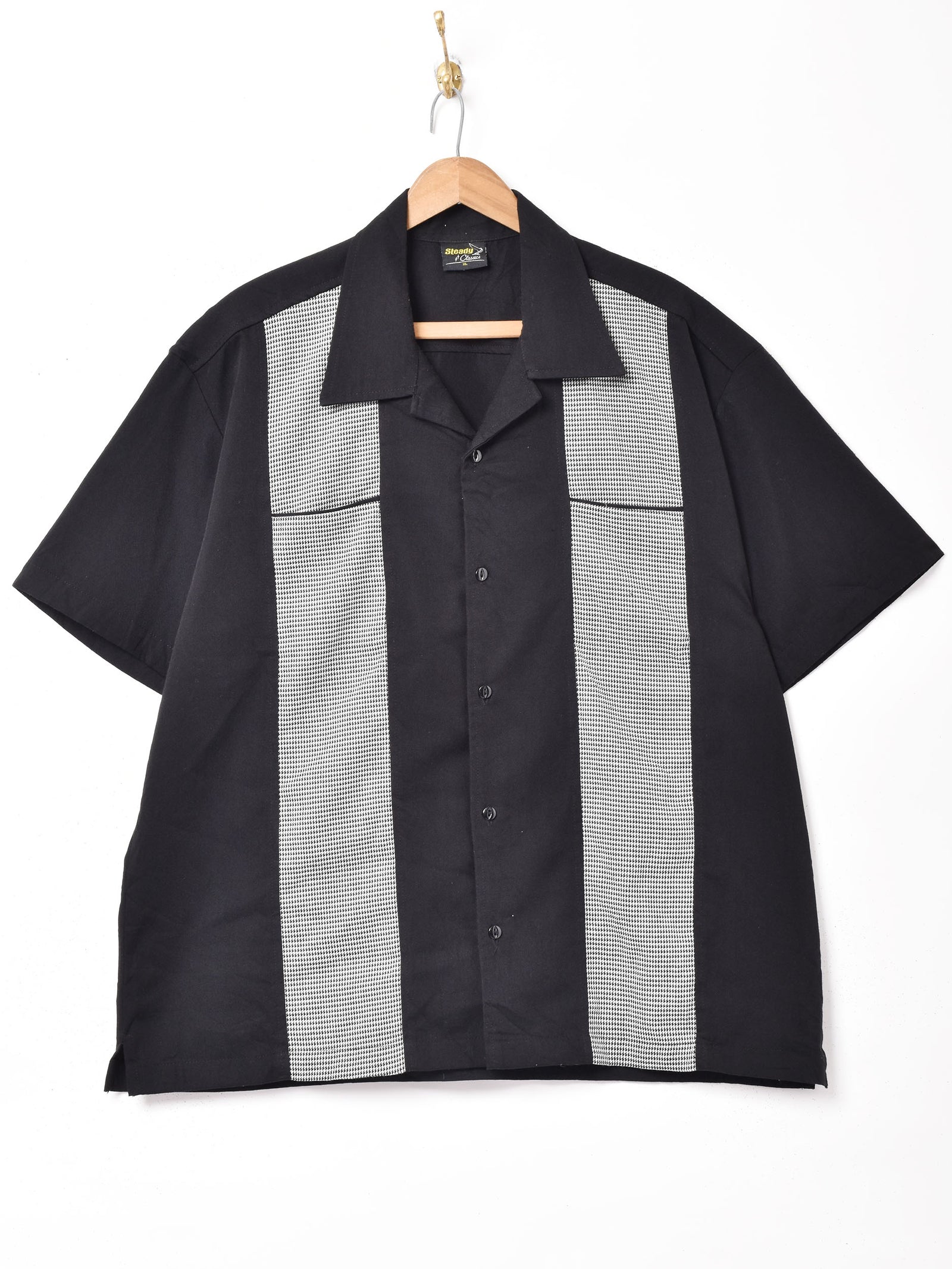 千鳥柄 フロント切り替え ロカビリーシャツ – 古着屋Top of the Hillの