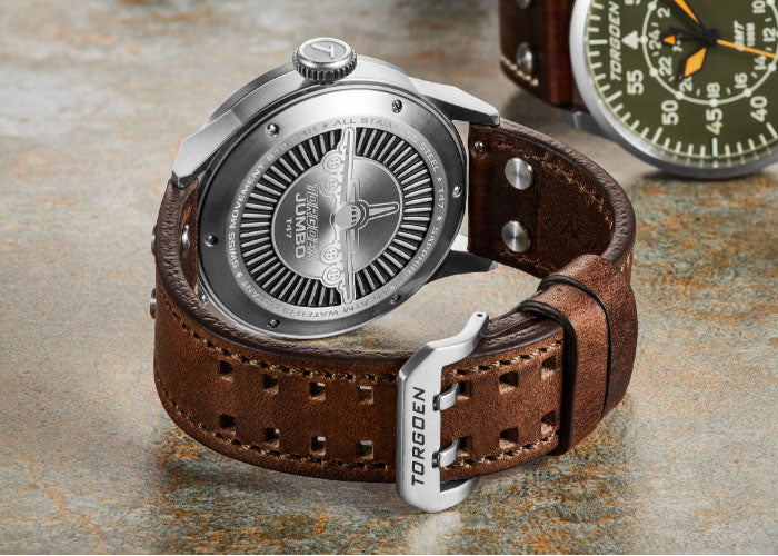 T47 Jumbo Grey Sapphire GMT | 47mm, Dark Brown Leather Strap – Torgoen