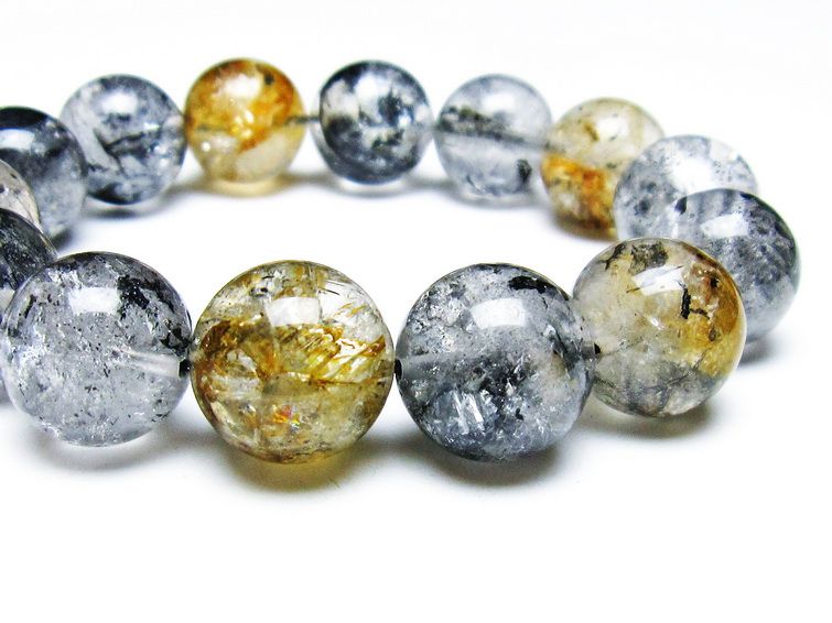 エレスチャルクォーツ ブレスレット 16mm ブラックエレスチャル 一点物