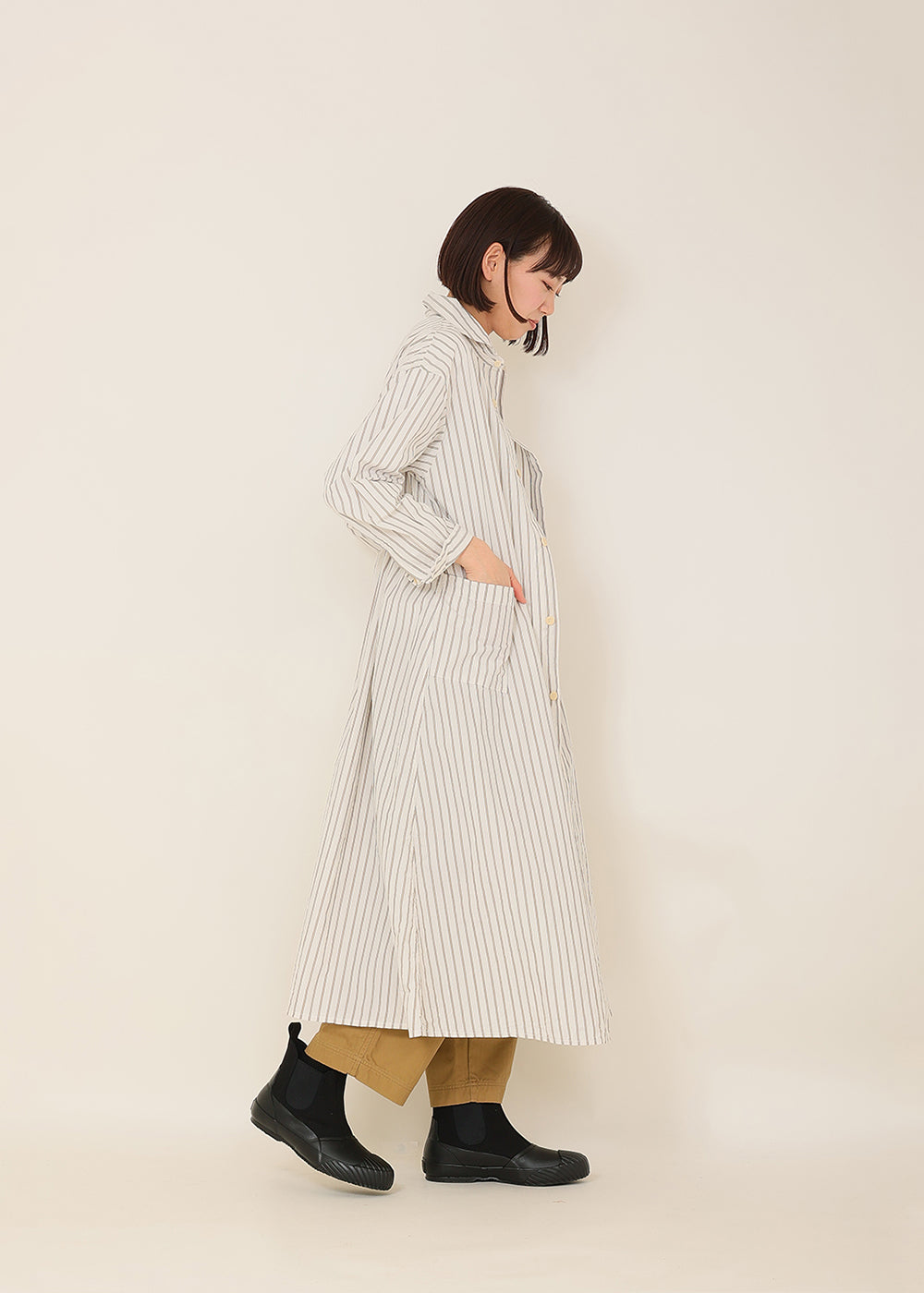 オーガニック ストライプ シャツワンピ│to touch