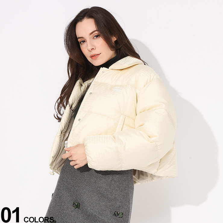 楽天市場】MIU MIU (ミュウミュウ) ロゴ総柄 フルジップ クロップド