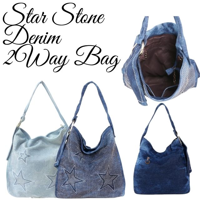 楽天市場】Star Stone Denim 2Way Bagスターストーン ラインストーン