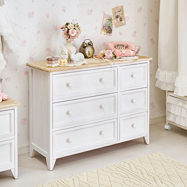 楽天市場】【直送】フレンチカントリー風ワイドチェスト｜姫系