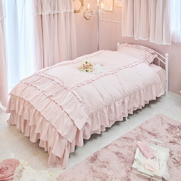 楽天市場】ミルフィーユリボン布団カバー3点セット（シングル・ピンク