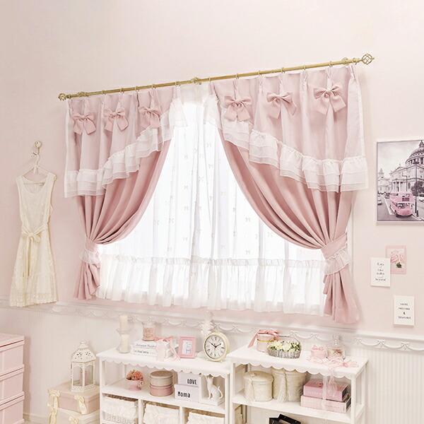 楽天市場】ティアラリボン2WAY遮光カーテン（100×135）/ピンク｜ 姫系
