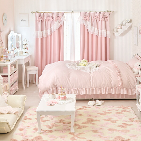 楽天市場】ティアラリボン2WAY遮光カーテン（100×178）/ピンク｜ 姫系