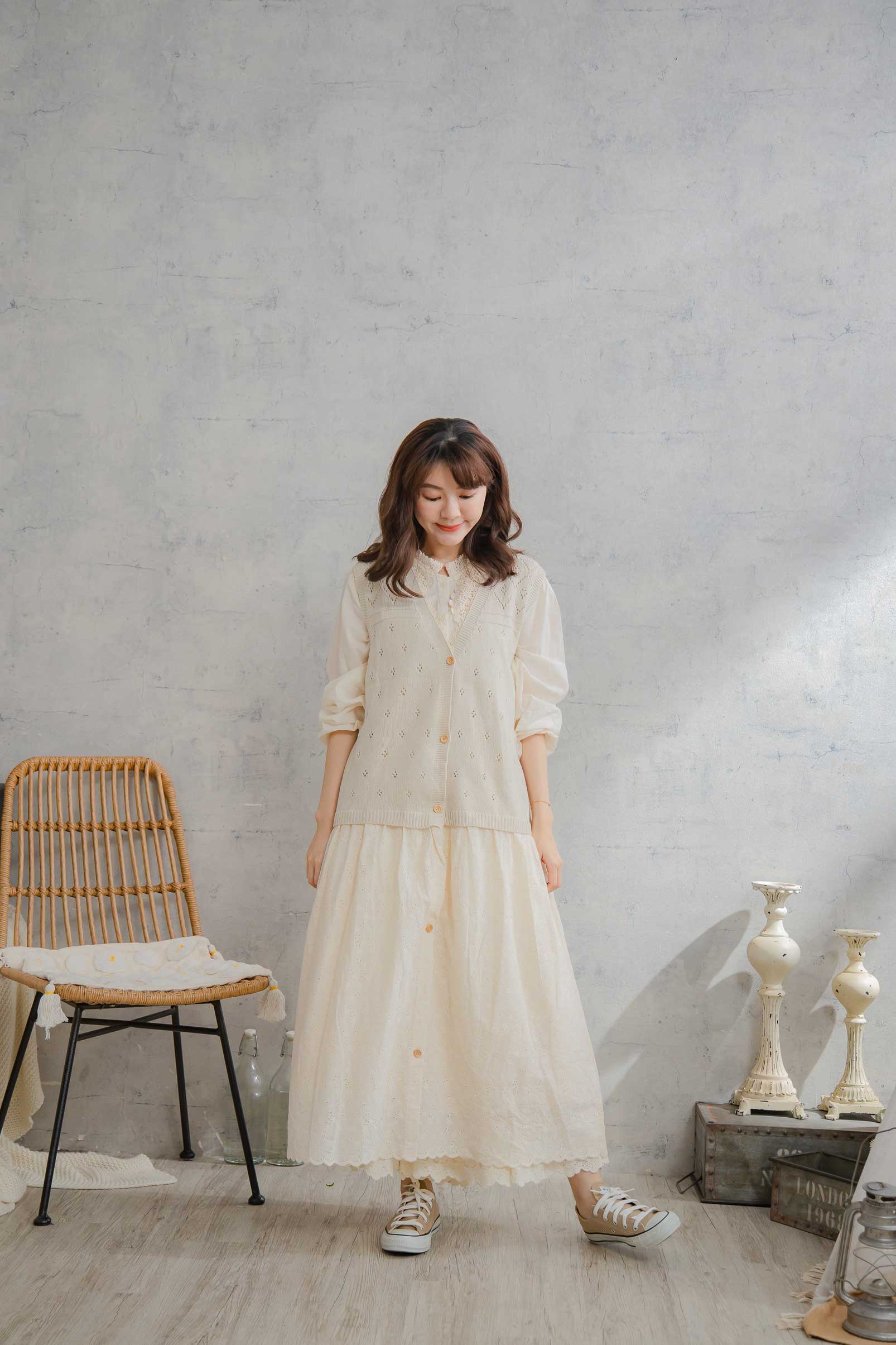 楽天市場】ウールニット前開きノースリーブロングワンピース