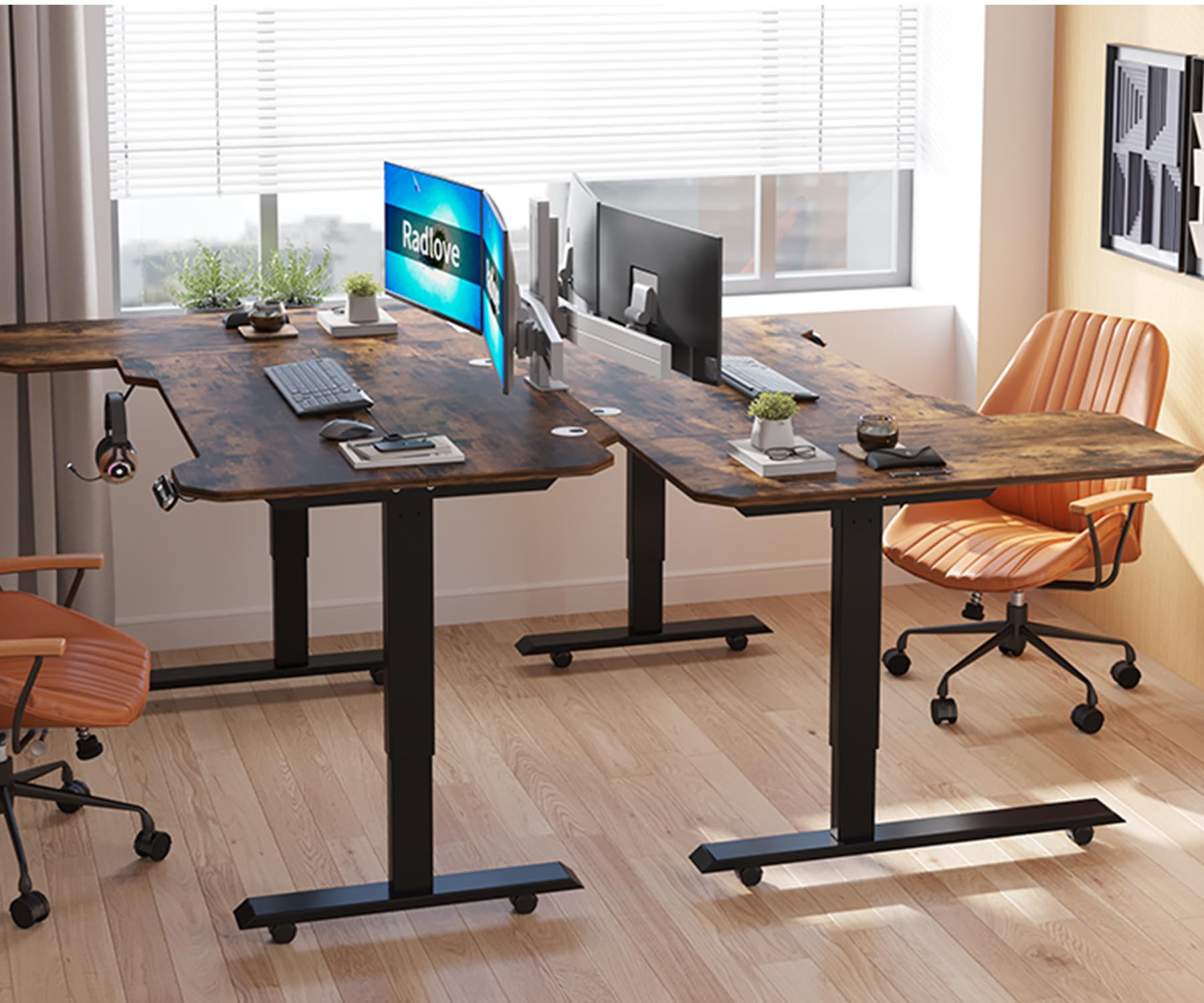 楽天市場】デスク L字パソコンデスク 電動昇降式デスク 天板幅150CM