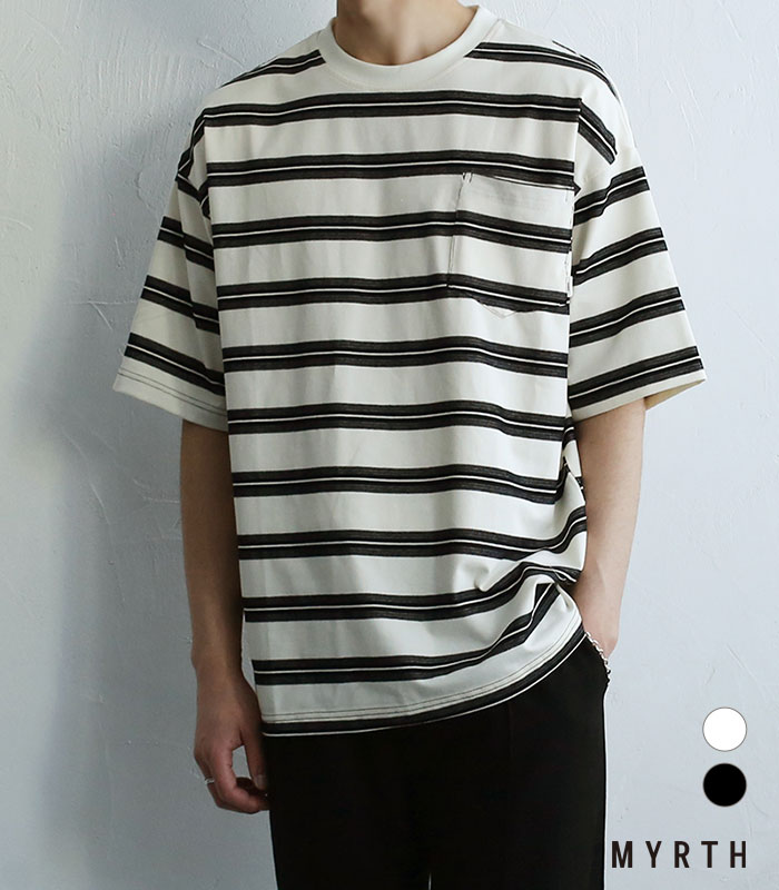 楽天市場】myrth｜ボーダー Tシャツ トップス メンズ 半袖 柄 オーバー