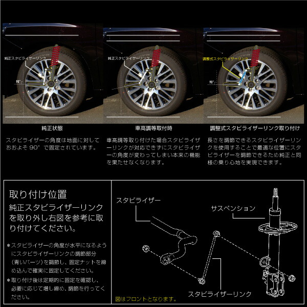 楽天市場】アルファード 30系 スタビライザー リンク 調整式 スタビ