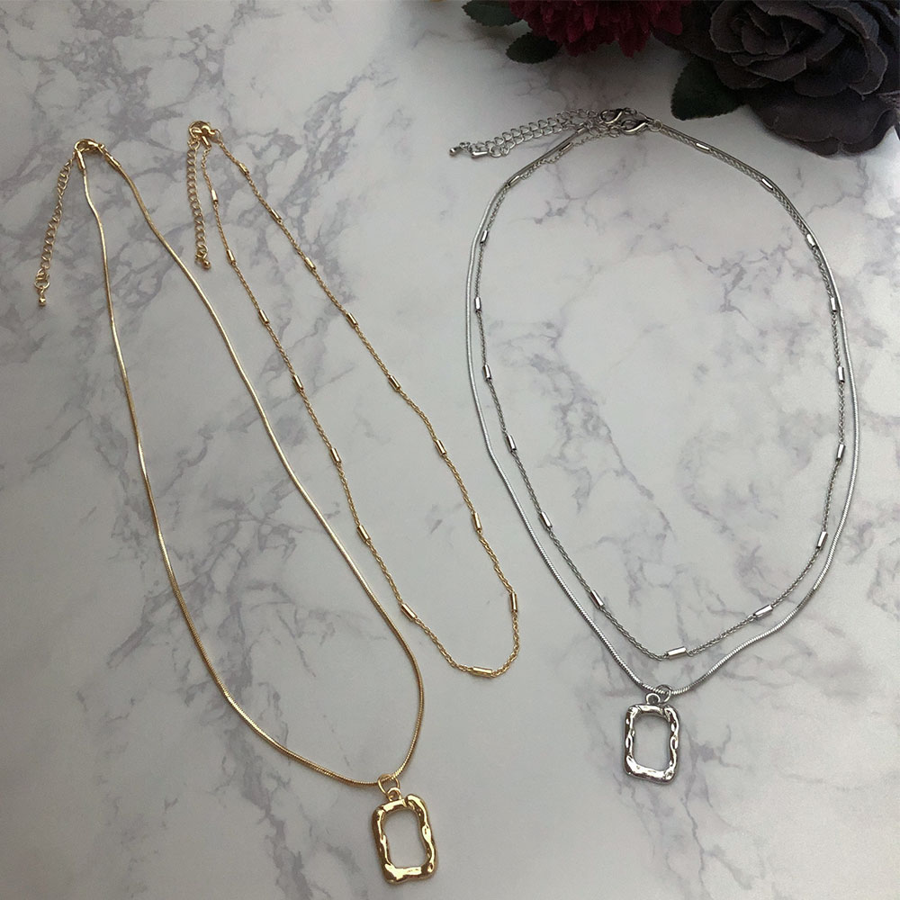 楽天市場】【メール便送料無料】2本セット スクエアダブルネックレス