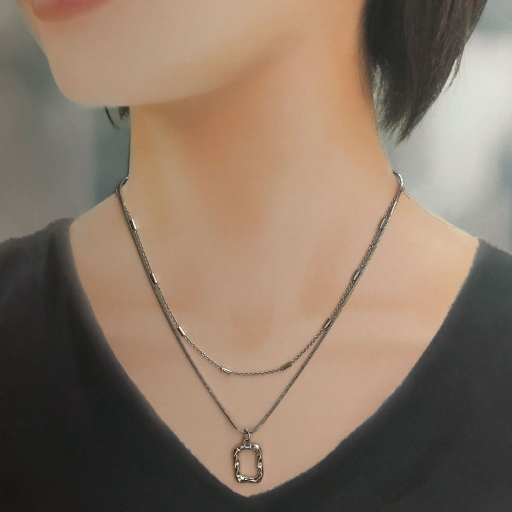 楽天市場】【メール便送料無料】2本セット スクエアダブルネックレス