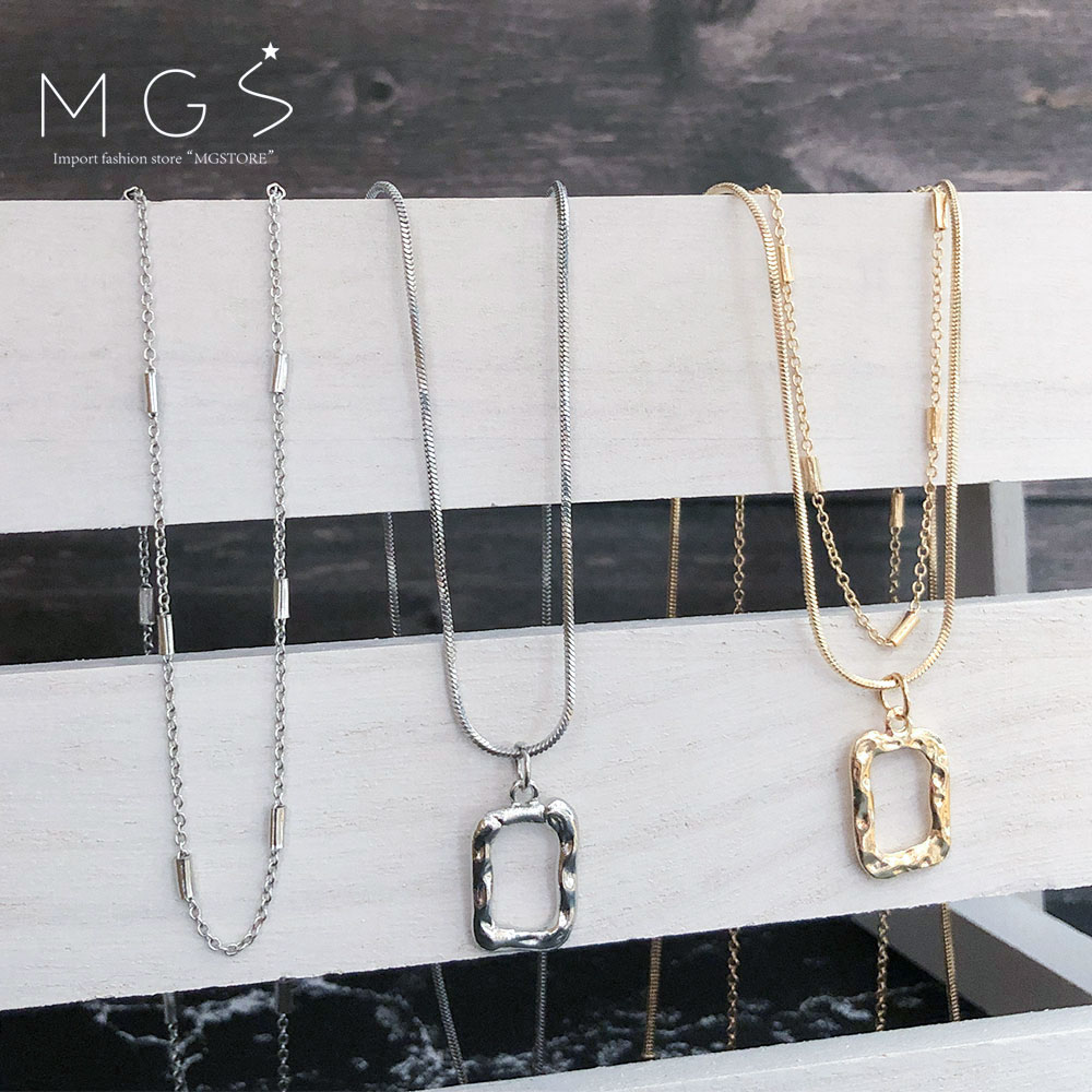 楽天市場】【メール便送料無料】2本セット スクエアダブルネックレス