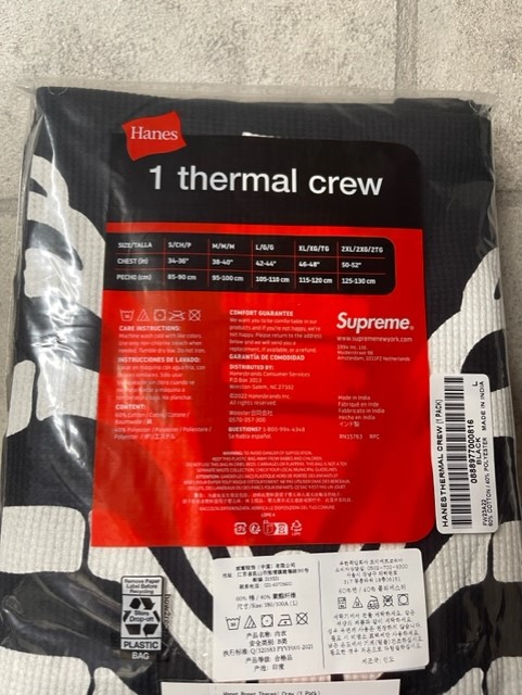 楽天市場】2023AW/Supreme/Hanes Bones Thermal Crew (1 Pack) Black