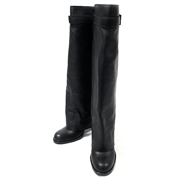 楽天市場】【緑屋質屋】シャネル ロングブーツ #38 レザーxブラック