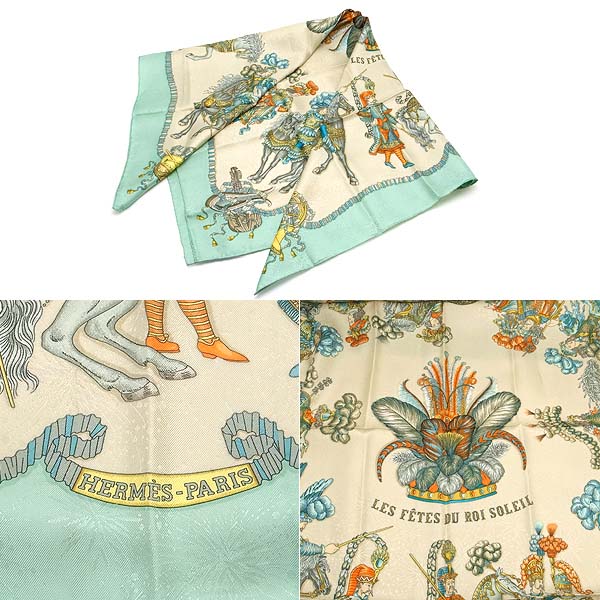 楽天市場】【緑屋質屋】エルメス カレ90(スカーフ) LES FETES DU ROI