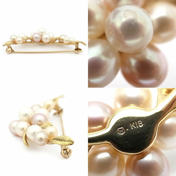 楽天市場】【緑屋質屋】ミキモト パール ブローチ 3.6mm～4.8mm K18YG