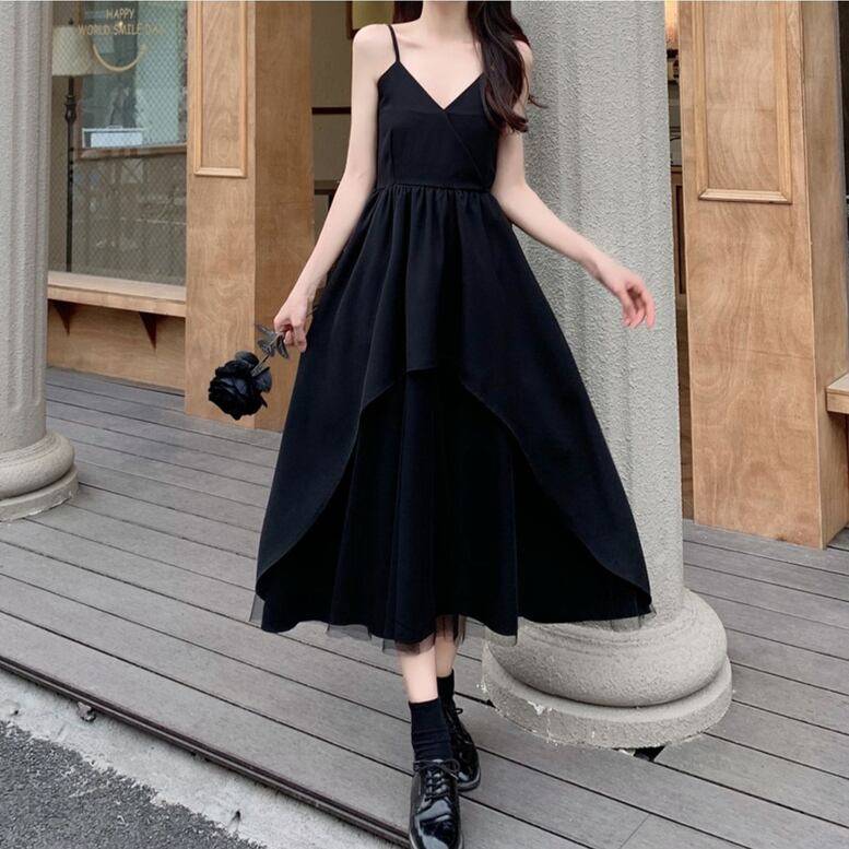 楽天市場】レディース シフォンMIXキャミソールワンピドレス