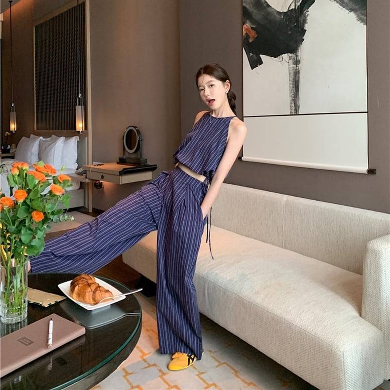 楽天市場】レディース ストライプパンツセットアップ セットアップ