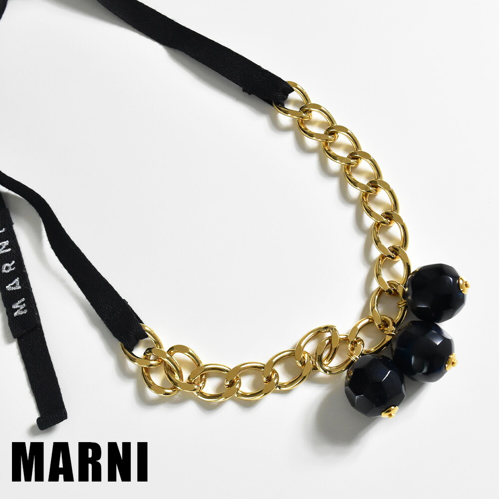 楽天市場】【アウトレット】 マルニ ネックレス レディース 黒 リボン