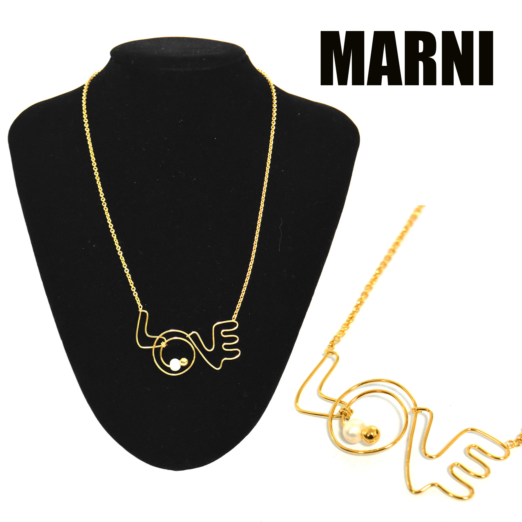 楽天市場】マルニ MARNI ネックレス LOVE ストーン デザイン ゴールド