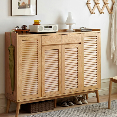 楽天市場】下駄箱 ルーバー扉 オーク材 シューズボックス 靴箱 天然木