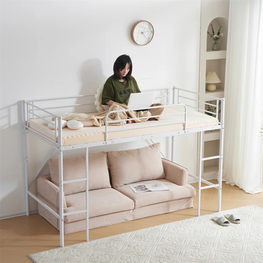 楽天市場】ロフトベッド パイプベッド シングル ベッド デスク付