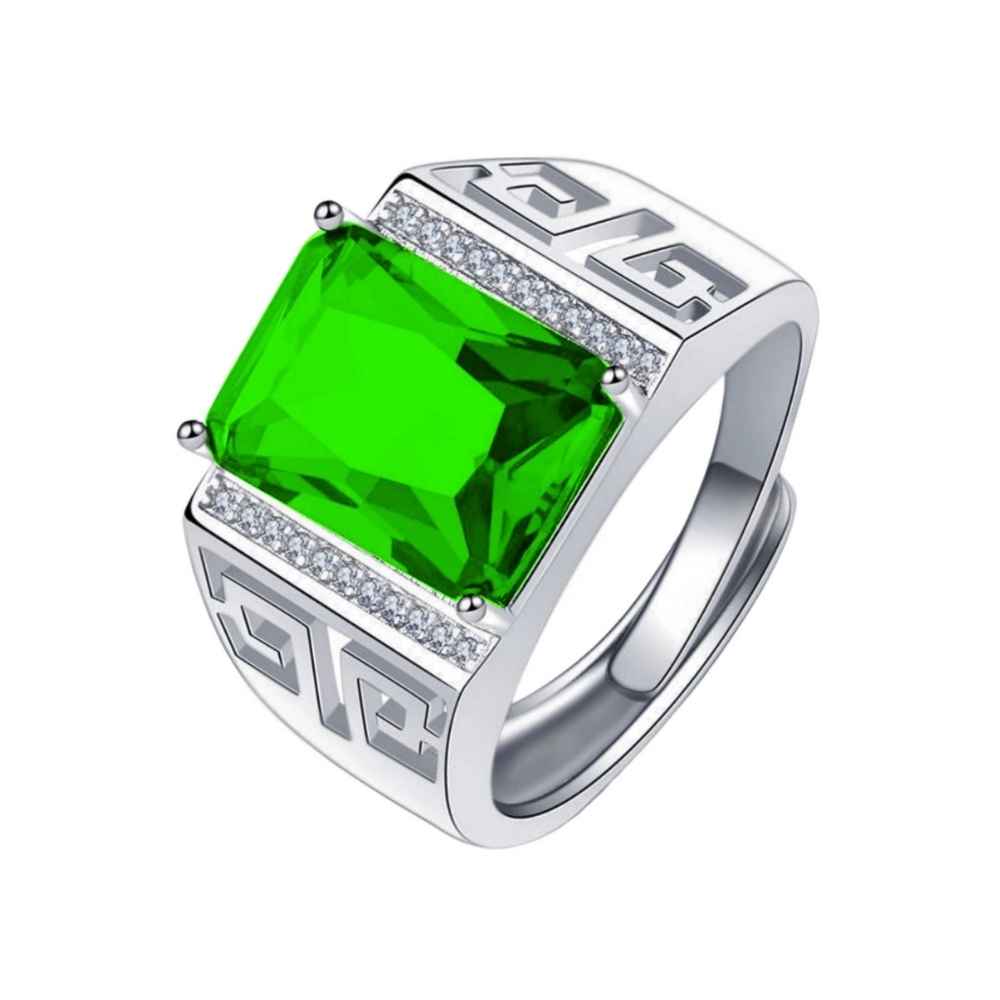 楽天市場】超大粒 豪華 クリスタル リング メンズ 指輪 グリーン