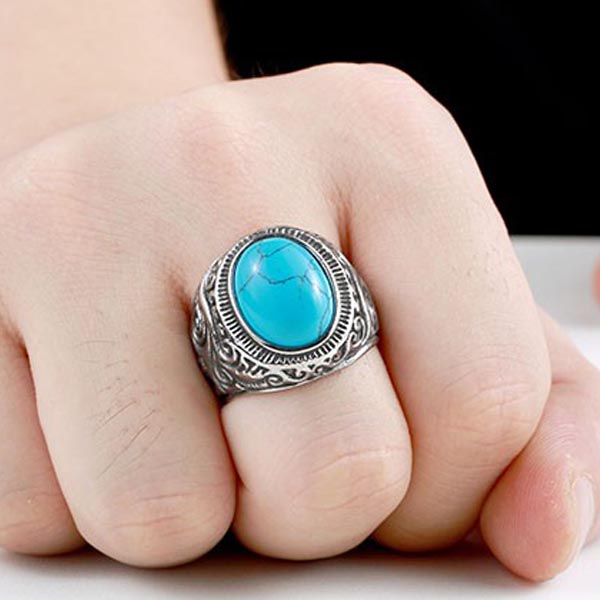 楽天市場】ボヘミアンエンブレムターコイズ ステンレスリング（RSG021