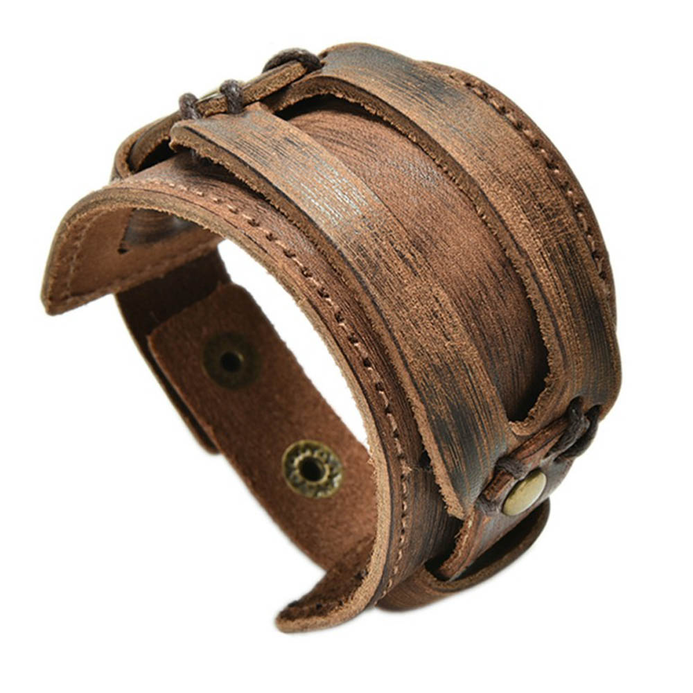 楽天市場】ブラウンレザーバックルブレスレット 茶色 手首 ワイド 幅