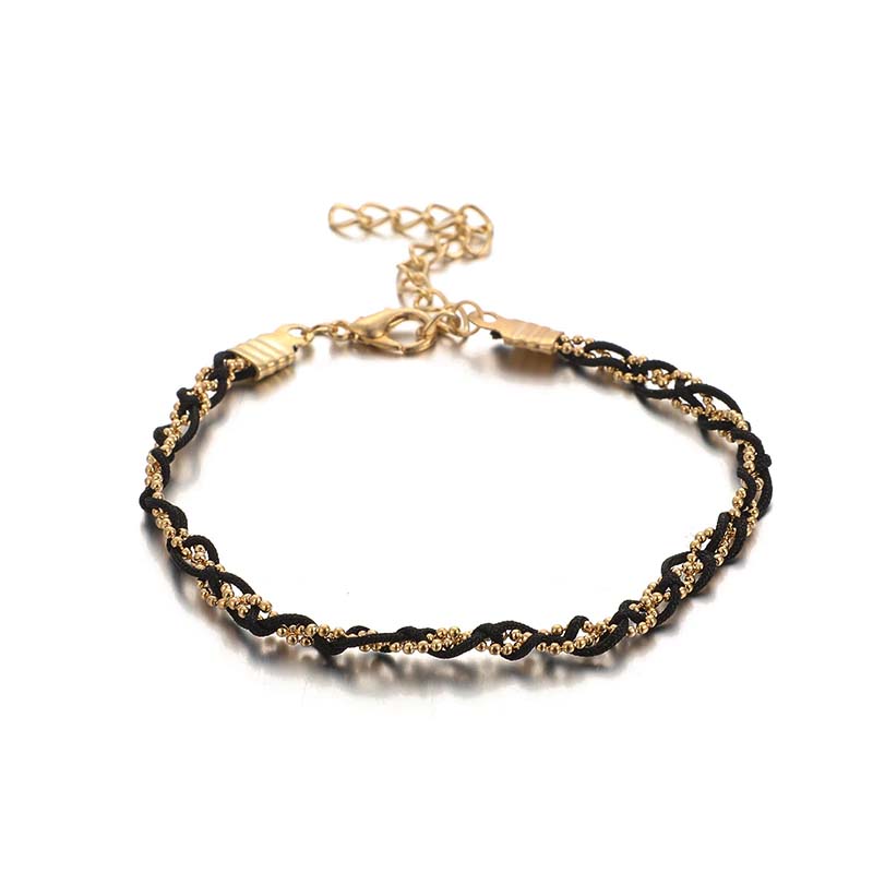 楽天市場】シェルブラック＆ゴールドアンクレット ピンクミサンガ